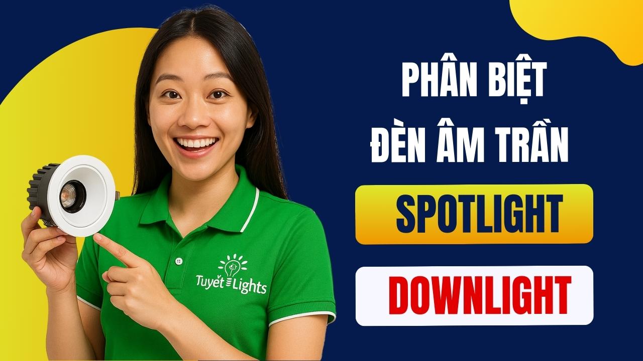 Phân biệt đèn spotlight âm trần và đèn downlight